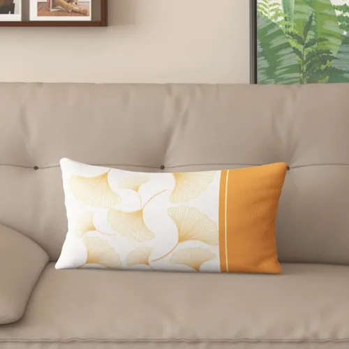 Vista 8 de Funda de almohada de mezcla de algodón y lino de estilo nórdico con patrón de hojas de ginkgo, funda de cojín para sofá del hogar, funda de almohada