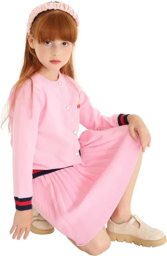 Vista 4 de Mud Kingdom Lindo conjunto de falda de punto acanalado para niñas pequeñas, estilo escolar