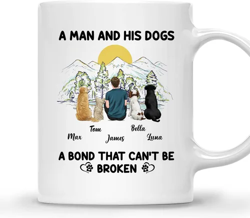 Vista 10 de Gossby Taza personalizada con texto en inglés «A Boy and His Dog», regalo personalizado para dueños de perros y hombres con diseño, nombre, razas