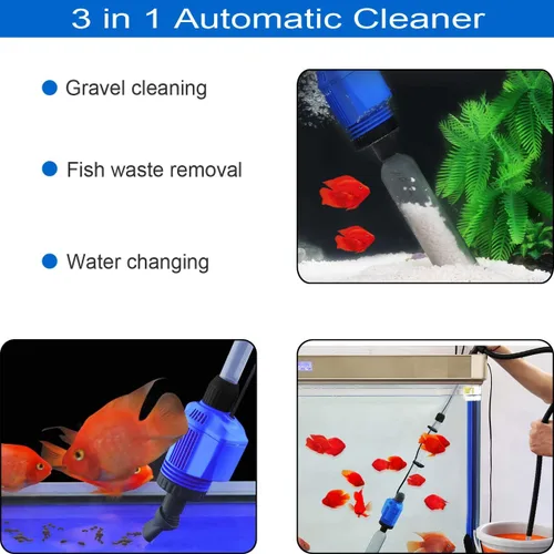 Vista 2 de Limpiador eléctrico auto de la grava del acuario, 3 en 1 extractor automático del lodo para los tanques de la planta de los pescados