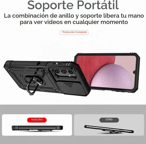 Vista 4 de Funda para Samsung Galaxy A14 5G con protector de pantalla y cubierta para lente de cámara, [grado militar] probada contra caídas de 16 pies, Negro