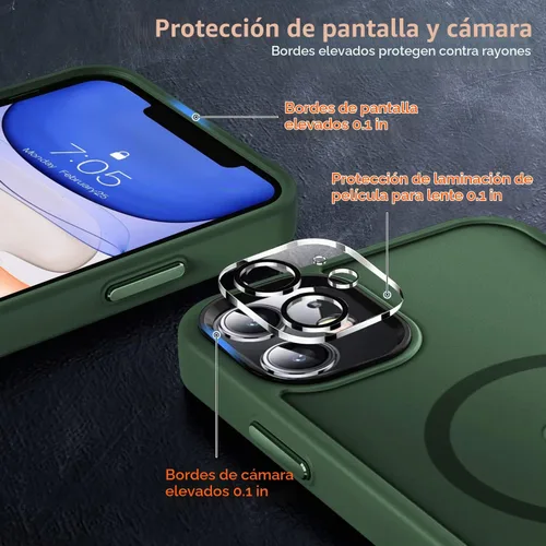 Vista 5 de MOCCA - Funda magnética a prueba de golpes para iPhone 11, color verde Verde medianoche