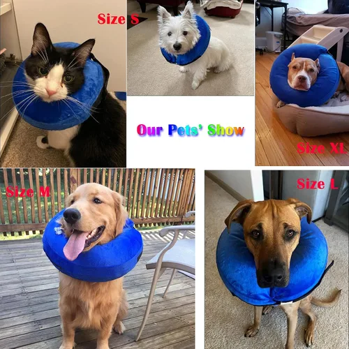Vista 5 de Collar Inflable para Perros, Cono Suave para Perros Después de Cirugía, Collares Donut E Ajustables Inflables para Perros y Gatos Pequeños, Medianos