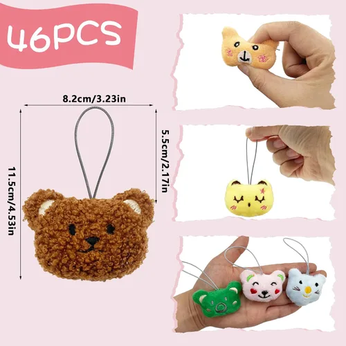 Vista 2 de XIPEGPA Juego de 46 juguetes de peluche de animales pequeños, llavero de juguete de peluche para recuerdos de fiesta, llavero adorno para bolsa
