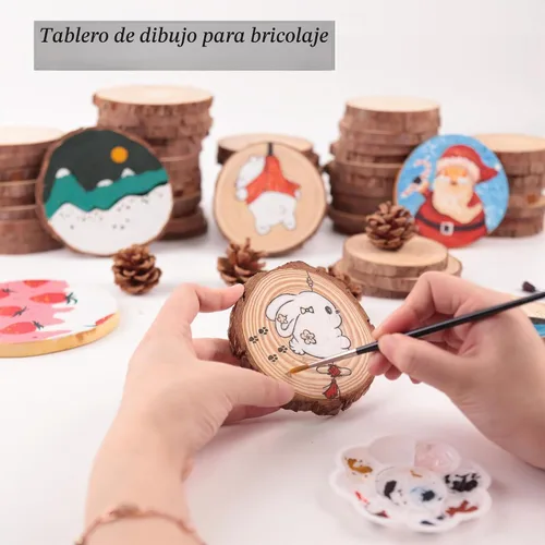 Vista 4 de Rebanadas de madera natural sin terminar: círculos de 3.2-4 pulgadas - 30 piezas con corteza para manualidades, adornos de bricolaje y arte