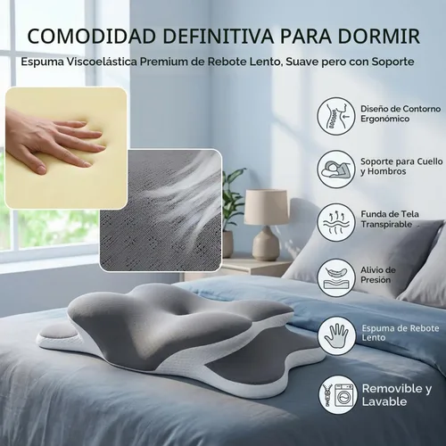 Vista 3 de Esup Almohada cervical ergonómica para aliviar el dolor, altura ajustable