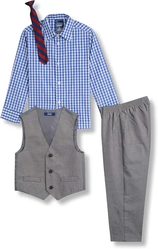 Vista 3 de IZOD Conjunto de 4 piezas para niños con camisa de vestir con cuello, corbata, chaleco y pantalones