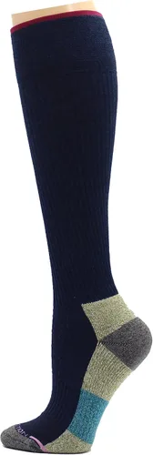 Vista 4 de Dr. Motion Calcetines altos de compresión para mujer, para senderismo, caminar, con cojín mejorado, absorción de calor, hilo de retención de calor