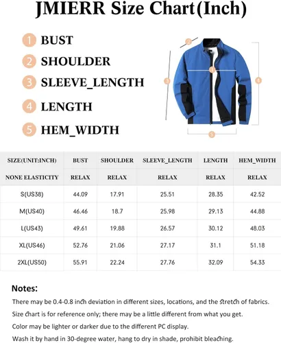 Vista 6 de JMIERR Chaqueta impermeable de golf con cremallera completa para hombre, senderismo, actividades al aire libre, uso diario, entrenamiento deportivo