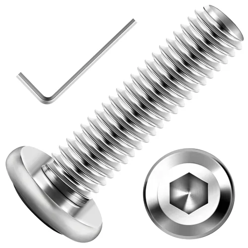 Vista 22 de Mywish M5 x 8mm 20 piezas de tornillos de cabeza plana con rosca hexagonal, pernos de acero inoxidable 304 para muebles con rosca completa, óxido