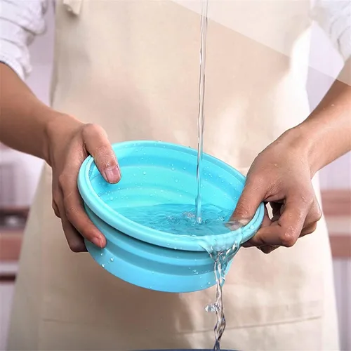 Vista 4 de Recipientes plegables para almacenamiento de alimentos, cuencos plegables con tapas para cosas de cocina de campamento, accesorios de RV