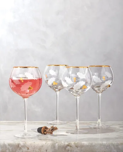 Vista 3 de Lenox 886857 Holiday Gold - Juego de 4 piezas de vasos de globo, vajilla de Navidad, para recibir invitados