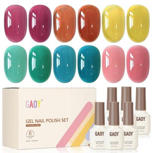 Vista 10 de GAOY Berry Collection - Esmalte de uñas en gel, color rosa intenso, borgoña, rojo, cereza y magenta, kit de esmalte de uñas para manicura de salón