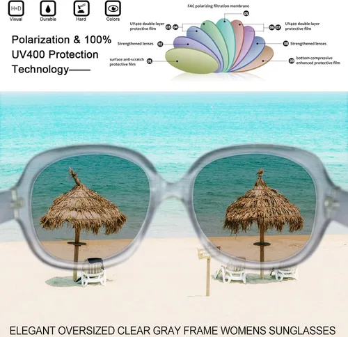 Vista 39 de Joopin Lentes de sol de gran tamaño para mujer, polarizados, grandes, para conducción, protección UV, grandes sombras