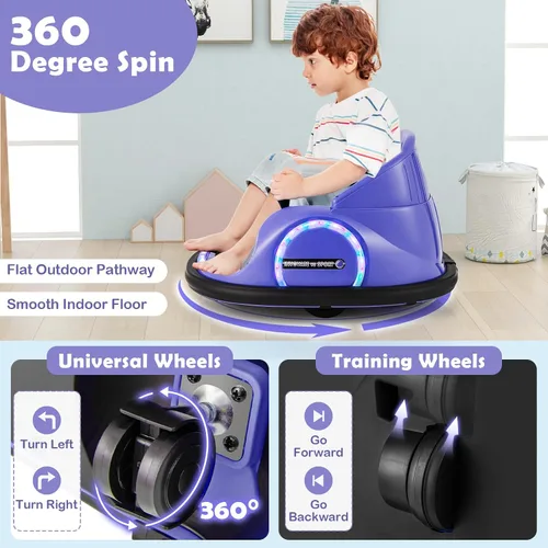 Vista 5 de Costzon Coche de parachoques eléctrico de 12 V para niños con control Morado oscuro