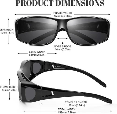 Vista 74 de Night Vision Driving Glasses for Men & Women - Polarized Anti Glare Fit Overs with Wrap-Around HD Yellow Lens