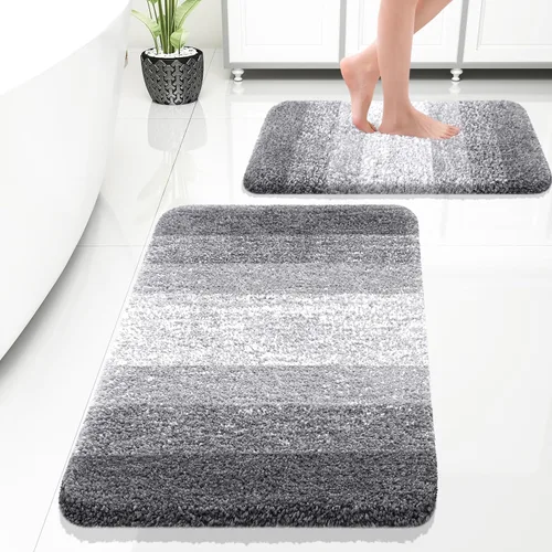 Vista 4 de OLANLY Juego de 2 alfombras de baño y alfombras de baño ombré, tamaño de alfombra de baño 24 x 16 pulgadas y juego de alfombra de baño 24 x 16 + 30