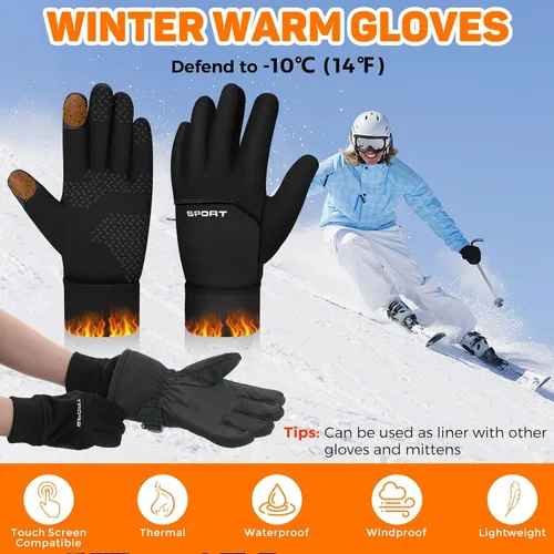 Vista 3 de AURUZA Guantes de invierno para mujeres y hombres para clima frío, guantes de ciclismo de invierno de 14 F para hombres y mujeres con dedos