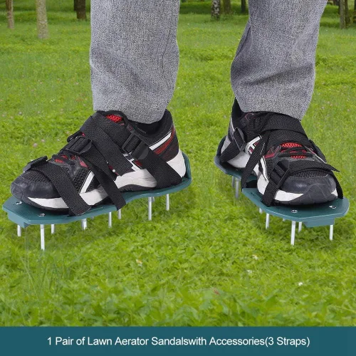 Vista 4 de HERCHR Zapatos aireadores de césped, sandalias con punta de aireación de césped, zapato de aireación de suelo con 3 vendajes aireadores zapatos