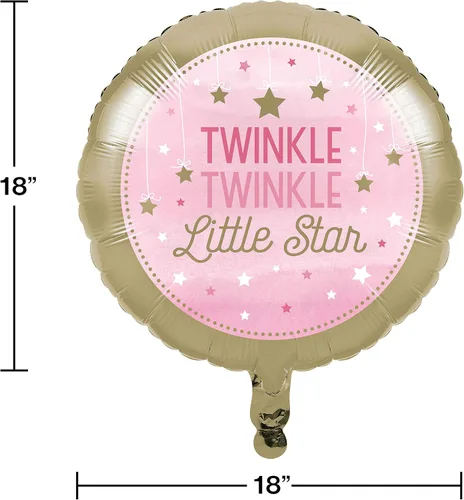 Vista 2 de Creative Converting 322267 Twinkle Stars - Globo rosa metálico, 18 pulgadas, 1 unidad, talla única