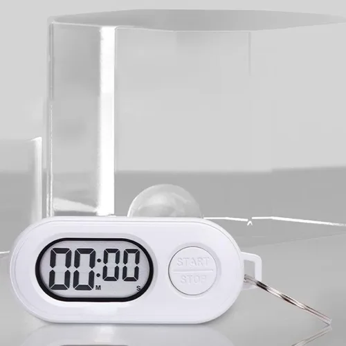 Vista 6 de Temporizador digital de cuenta regresiva, contador de tiempo portátil para viajes y ejercicio con accesorio de llavero, ABS ligero con pantalla LCD