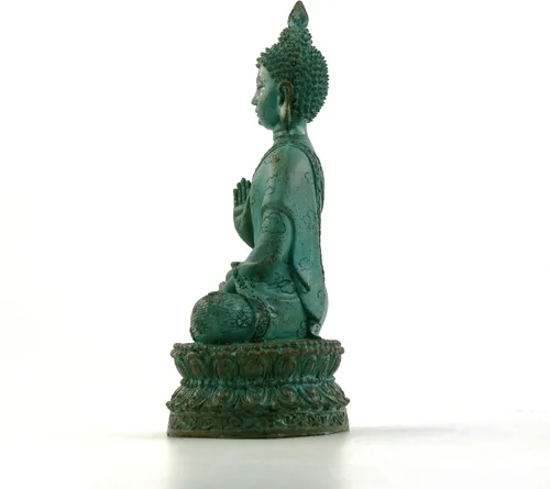 Vista 3 de ornerx Estatua de Buda sentado tailandés para decoración del hogar Verdigris 6.7