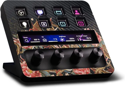 Vista 10 de MightySkins - Piel de fibra de carbono compatible con Elgato Stream Deck + - Morado sólido Acabado de fibra de carbono texturizado protector