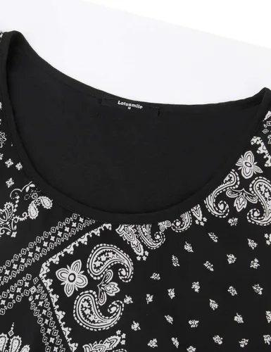 Vista 4 de Lotusmile - Blusa ligera con estampado, escalonada, de doble capa, de chifón tipo poncho, para mujer