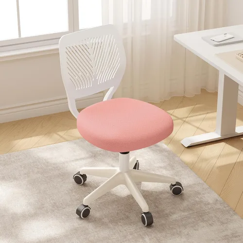 Vista 8 de JPBSTO Silla de escritorio sin brazos, silla giratoria de oficina ajustable con cojín acolchado de malla suave, silla ergonómica pequeña para Todo