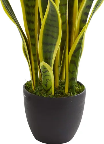 Vista 3 de Nearly Natural Sansevieria - Plantas artificiales de seda de 26 pulgadas, color verde