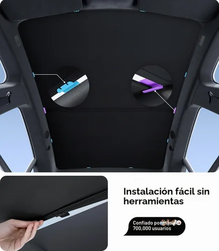 Vista 5 de Wigoo para Tesla Model S Accesorios Parasol Techo, Interior Negro