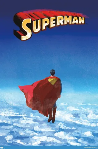 Vista 9 de DC Comics Superman - Póster de pared de nubes de horizonte, 22.4 pulgadas de largo x 14.7 pulgadas de ancho, versión enmarcada de madera de granero