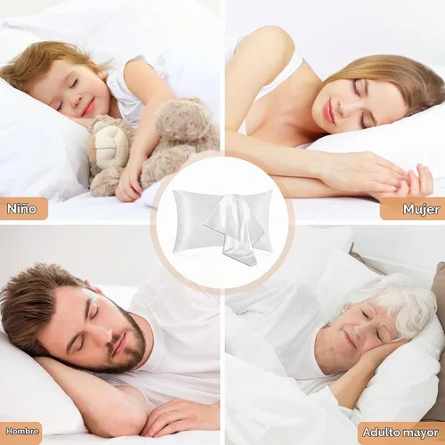 Vista 6 de Funda de almohada de seda para cabello y piel, paquete de 2 fundas de almohada 100% seda de morera 25 momme, 600 hilos, fundas de almohada de seda