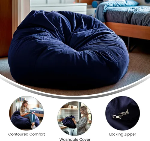 Vista 5 de Flash Furniture - Sillón puf color liso Azul marino