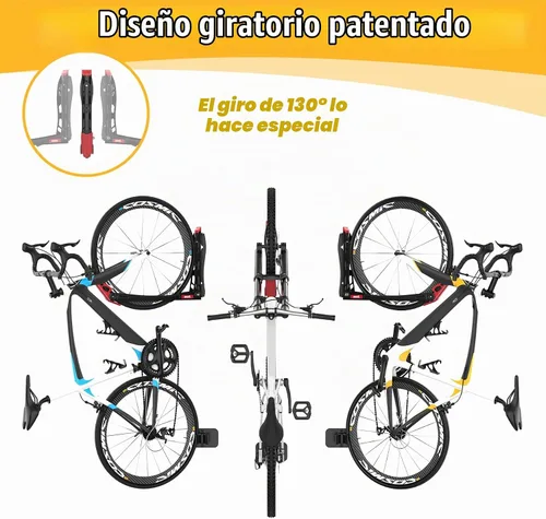 Vista 3 de TORACK BIKEPAL Soporte de bicicleta giratorio sin elevación, soporte de bicicleta vertical de ahorro de espacio montado en la pared