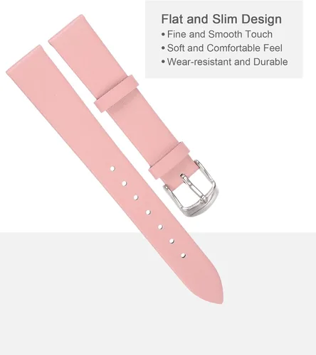 Vista 2 de uxcell Correa de cuero genuino de varios tamaños, correa de reloj de cuero fina y elegante plana para hombres y mujeres