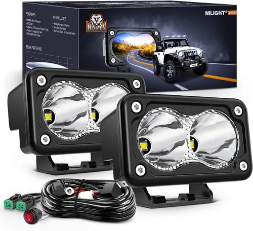 Vista 10 de Nilight 2 cápsulas LED de motocicleta de 3 pulgadas, 1300 lúmenes, luz de conducción EMC integrada, súper foco antiniebla todoterreno, luz auxiliar