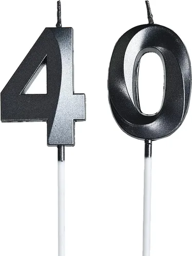 Vista 5 de Bailym Velas de cumpleaños número 40, decoración dorada para tartas de cumpleaños y decoración de fiestas