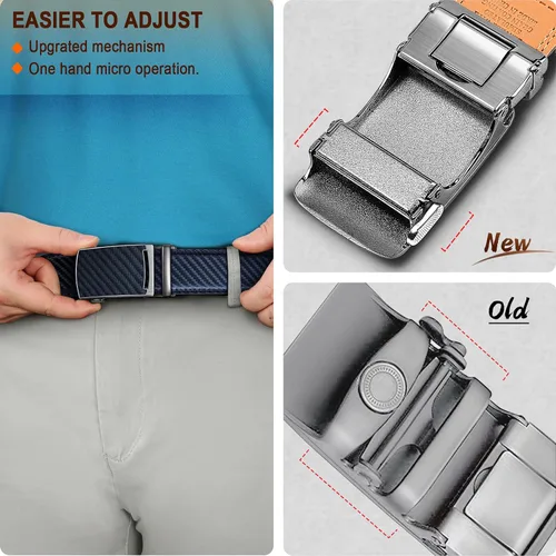 Vista 5 de KEMISANT Cinturón para hombre, cinturón de trinquete de cuero, ajuste personalizable, estilo sin esfuerzo de 1.378 in