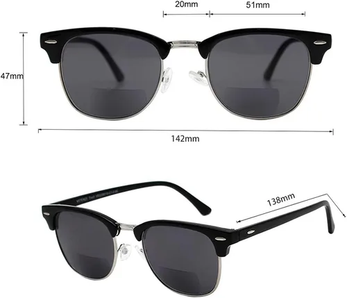 Vista 5 de VITENZI Gafas de sol bifocales para hombres y mujeres, lentes de lectura semi sin montura tintadas con lectores - Tivoli