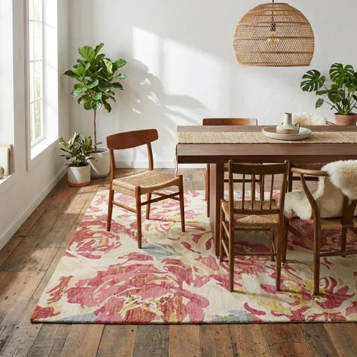 Vista 9 de Fab Habitat Expert Weavers - Alfombra de lana india pura enganchada a mano para interiores, proporciona comodidad y belleza para el uso diario