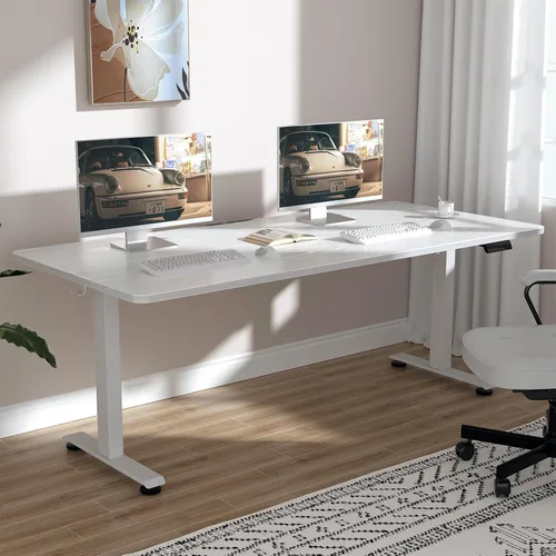 Vista 16 de Veken Escritorio eléctrico grande de pie de 47.2 pulgadas, mesa de juegos Blanco