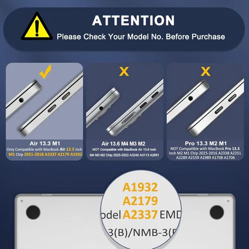 Vista 2 de MOSISO Funda compatible con MacBook Air de 13 pulgadas, chip M1 2021, 2020, 2019, 2018, versión A2337, A2179, A1932, pantalla de retina, funda