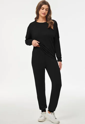 Vista 4 de Fixmatti - Conjunto deportivo de 2piezas para mujer de estilo informal, pantalón largo