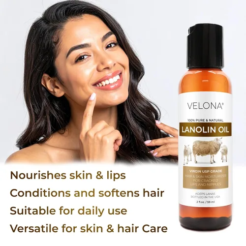 Vista 5 de velona Aceite de lanolina grado USP 2 fl oz Aceite portador 100% puro y natural Refinado, prensado en frío Hidratante para piel, cabello
