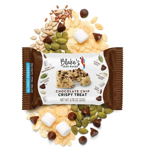 Vista 7 de Blake’s Seed Based, Chocolate Chip - Golosinas de arroz crujiente con chispas de chocolate, sin nueces, gluten, lácteos, ni soya; snack saludable