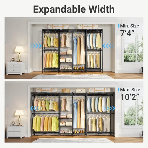 Vista 2 de VIPEK X4 - Perchero extensible de alta resistencia, ajustable de 7 pies 4 pulgadas a 10 pies 2 pulgadas, con estantes ajustables y barras