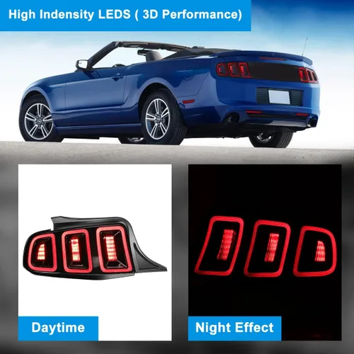 Vista 3 de CPW Conjunto de luces traseras para Ford Mustang 2010 2011 2012 2013 2014, repuesto de lámparas de freno traseras completamente funcionales, 1 par