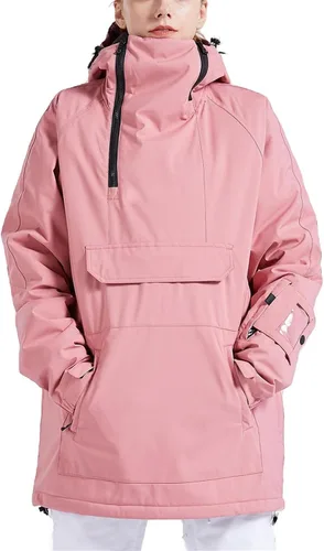 Vista 28 de Chaqueta anorak de esquí para mujer, impermeable, resistente al viento, cálido, para snowboard, abrigo de invierno con capucha