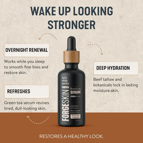 Vista 4 de FORGE SKIN Night Beef Tallow Serum para hombres [a base de tallow] - Esencia facial para arrugas faciales con aceites esenciales - Té verde natural